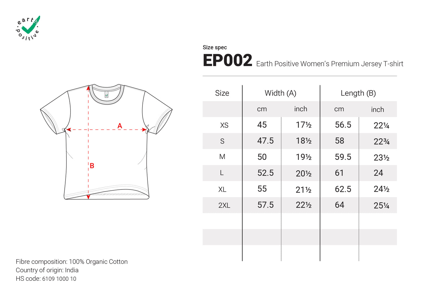 WOMEN'S PREMIUM ORGANIC JERSEY T-SHIRT  - EP002
