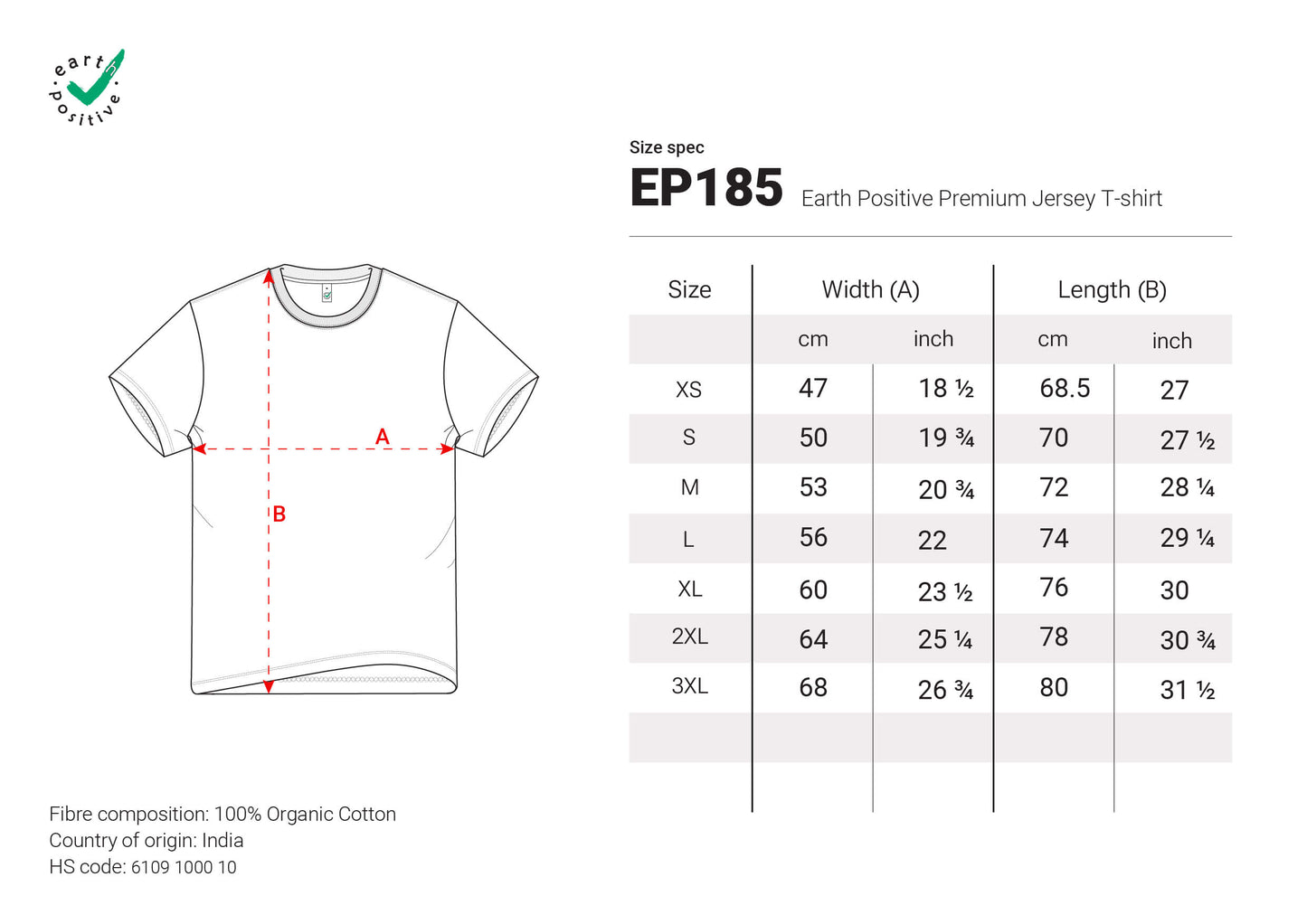 EARTH POSITIVE HEAVY T-SHIRT -  EP185