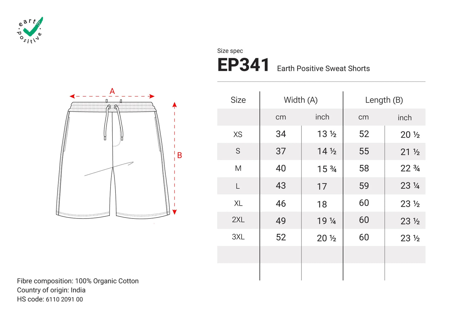 ORGANIC COTTON SWEAT SHORTS - EP341