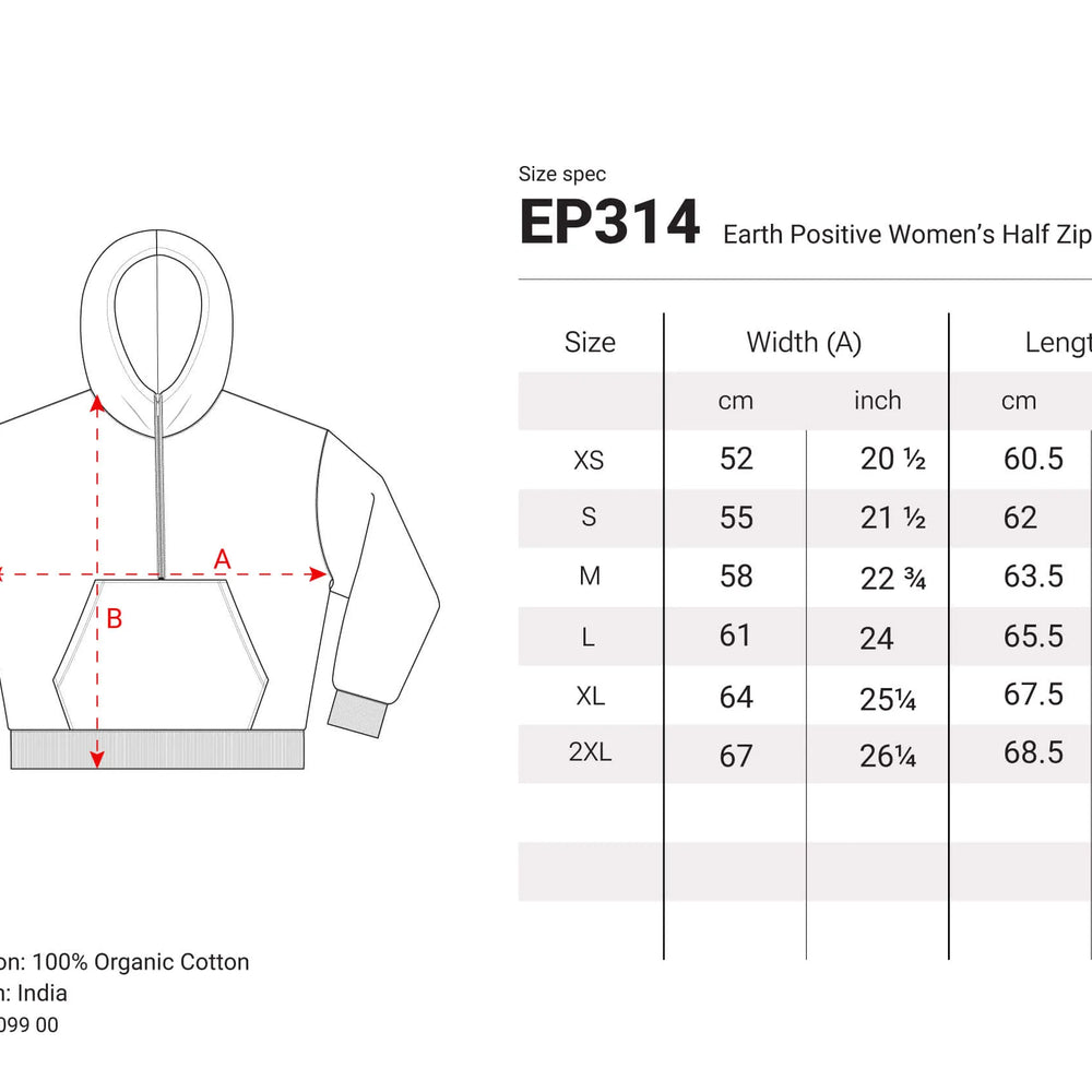 
                      
                        WOMENS HALF ZIP HOODIE -  EP314
                      
                    