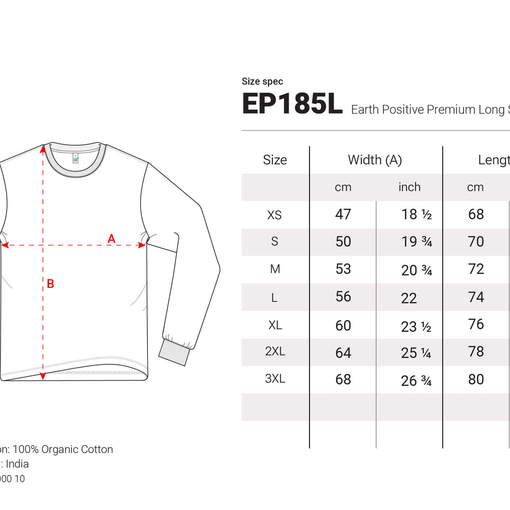
                      
                        EARTH POSITIVE PREMIUM JERSEY LONG SLEEVE T-SHIRT- EP185L
                      
                    
