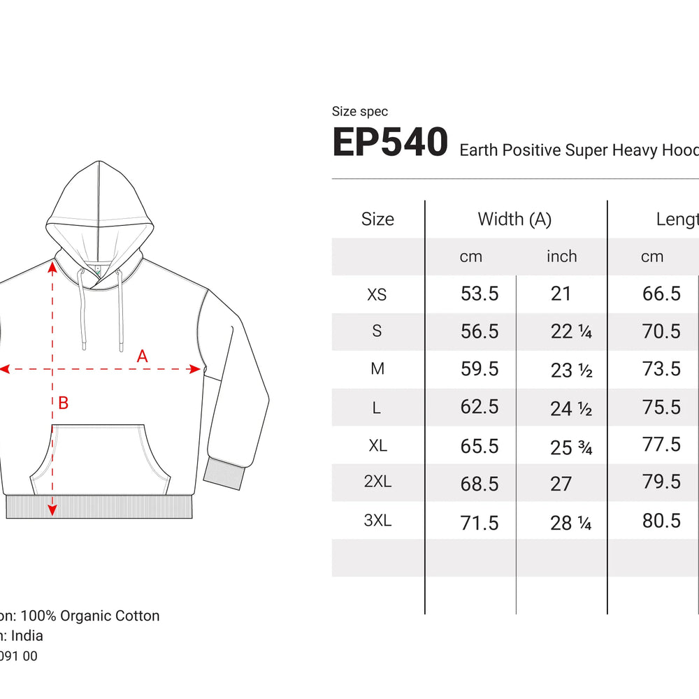 
                      
                        ORGANIC SUPER HEAVY HOODIE -  EP540
                      
                    